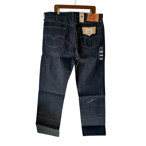 Levis 501 Jeans Rigid Shrink To Fit NWT Straight Leg Dark Wash Denim 40 X 34 - Picture 4 of 10